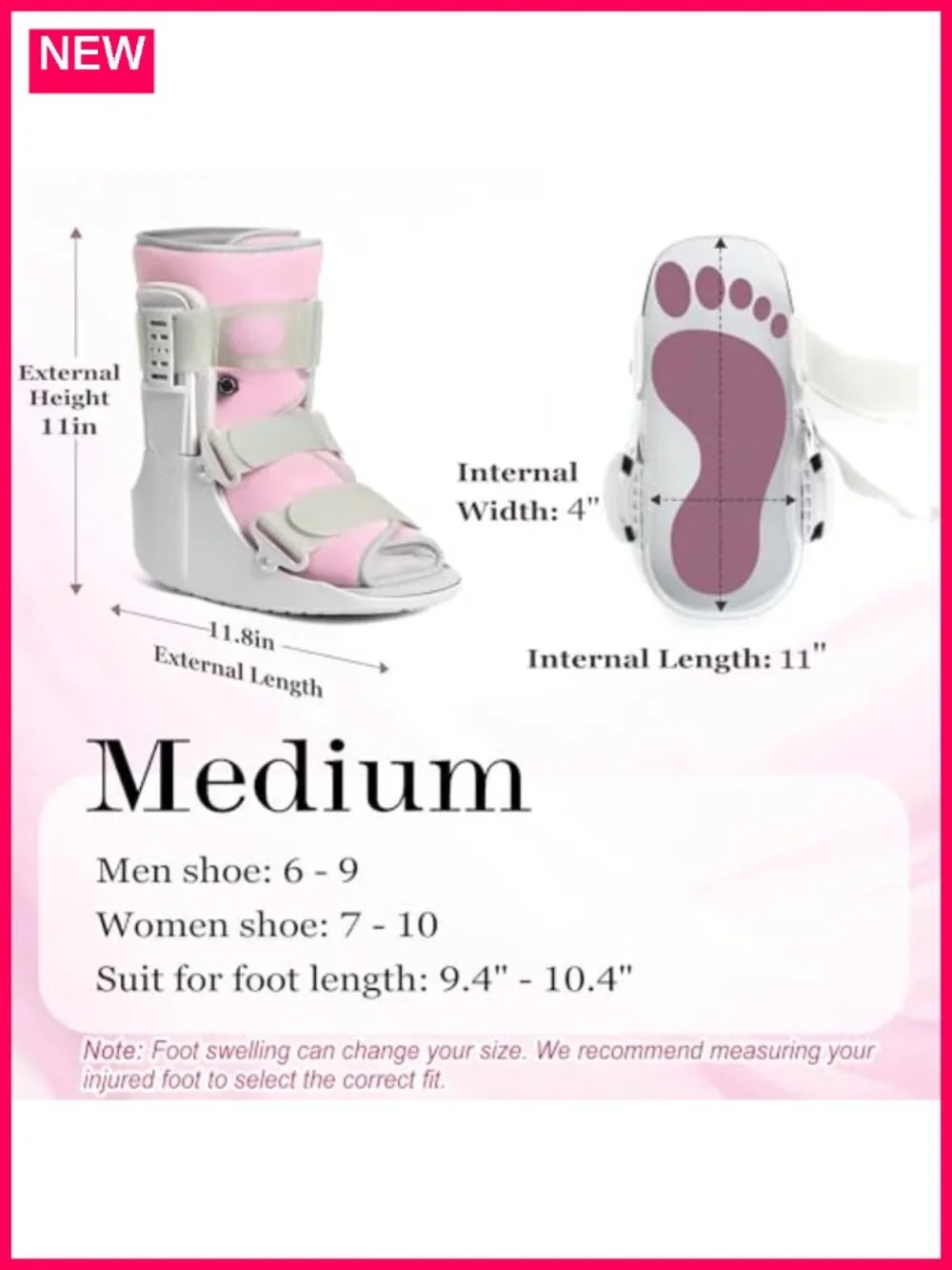 Medical Walking Boot Adjustable Fracture Support Sprained Ankle Recovery